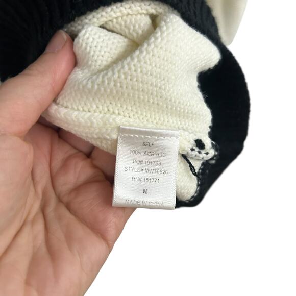 Après Ski Knit Sweater Le Lis Black‎ White Striped Winter Medium - Picture 6 of 7